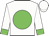 White, green disc, green cuffs on sleeves
