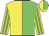 Yellow and green halves, green stripes on yellow sleeves