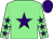 Light green, purple star, light green sleeves, purple stars and cap