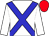 white, blue cross sashes, red cap