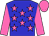 Blue, hot pink stars, hot pink sleeves and cap