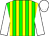 green and yellow stripes, white sleeves and cap