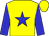 Yellow, blue star, blue sleeves, yellow cap