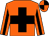 orange, black cross, orange sleeves, black stripe, orange and black quartered cap