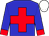 Blue, red cross, red cuffs, white cap