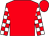 Red, white circled 'w', white blocks on sleeves