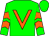 Green, orange 'v', orange chevrons on sleeves