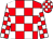 Red, white blocks, white blocks on sleeves