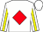 White, red diamond, yellow stripe on sleeves