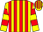 Yellow and red vertical stripes, red hoops on yellow sleeves