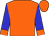 Orange, orange cuffs on blue sleeves