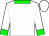 White, green circle 'wi', green cuffs and collar