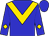 Blue, gold diamond 'c', gold chevron and diamond on sleeves