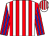 White, red stripes, red and blue striped sleeves