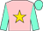 pink, gold star, aqua sleeves and cap