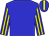 Blue, yellow stripes on sleeves, yellow stripe on cap