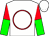 White, red circle, red and green halved sleeves