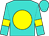Turquoise, yellow disc, yellow armlets on sleeves