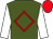 Forest green, red diamond frame, white sleeves, red diamond hoop, red cap