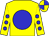 Yellow, Blue Ball, Blue Dots On Sleeves, Yellow And Blue quartered Cap