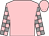 pink, grey blocks on sleeves, pink cap