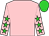 Pink, lime green stars on sleeves, lime green cap