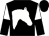 Black, white horses head, white and black halved sleeves, black cap