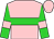 Pink , lime hoop,  pink armlets on lime sleeves