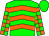 Green, orange chevrons, orange blocks on green sleeves