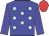 Blue, light blue spots, blue sleeves, red cap