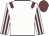 White body, garnet epaulettes, white arms, garnet striped, garnet cap