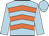 Light blue, orange chevrons, light blue sleeves and cap