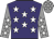 Purple, white stars, grey sleeves, white stars, grey cap, white stars