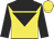 Yellow, black inverted triangle, black yoke, black sleeves, yellow cap