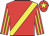 Red, yellow sash, striped sleeves and star on cap