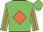 Green, orange diamond, orange stripe on sleeves