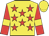 Yellow, red stars, yellow bars on red sleeves, yellow cap