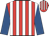 Red, white stripes, royal blue sleeves