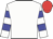 White, blue hoops on white sleeves, red cap