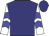 Navy blue, yellow circled 'cb', blue chevrons on white sleeves