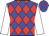 Blue and red diamonds, white sleeves