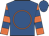 Royal blue, orange circle, royal blue hoops on orange sleeves, royal blue cap