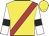 Yellow, scarlet sash, black bars on white sleeves