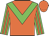 Orange, green chevron, orange stripes on green sleeves, orange cap