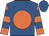 Royal blue, orange spot, royal blue hoops on orange sleeves,  royal blue cap