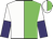 White and green halved, white and purple halved sleeves,