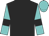 Black, black bars on turquoise sleeves, turquoise cap