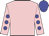 Pink, royal blue yoke and 'wt', blue dots on sleeves, blue cap