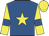 Royal blue, yellow star, royal blue bars on yellow sleeves, yellow cap