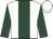 White, dark green vertical stripe and sleeves, white cap